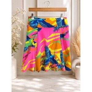 Dona Jo Skort Skirt Size 1 Small Fly Print Macaw Neon Tennis Pickleball EUC